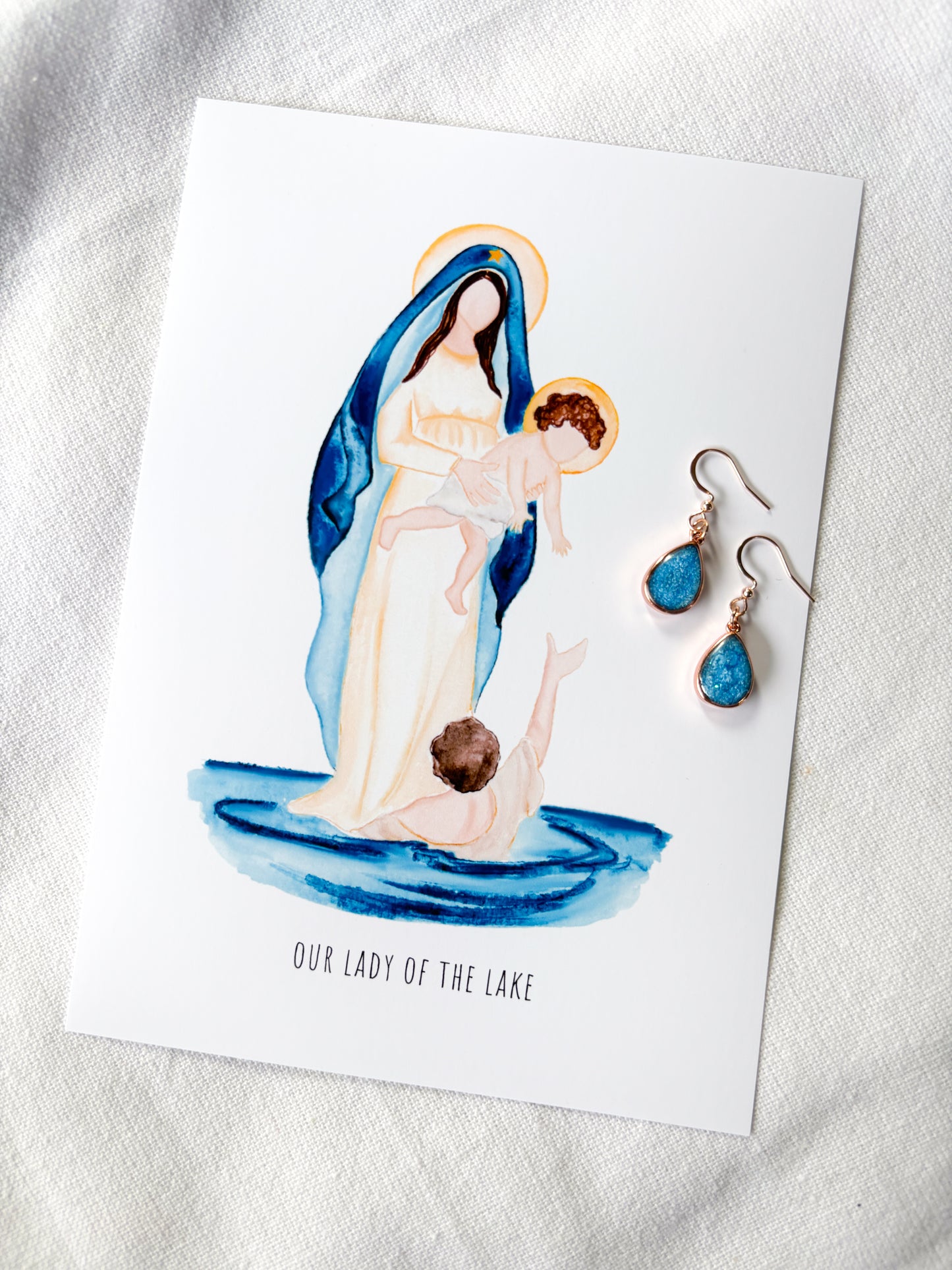 Our Lady of the Lake Earrings and Print