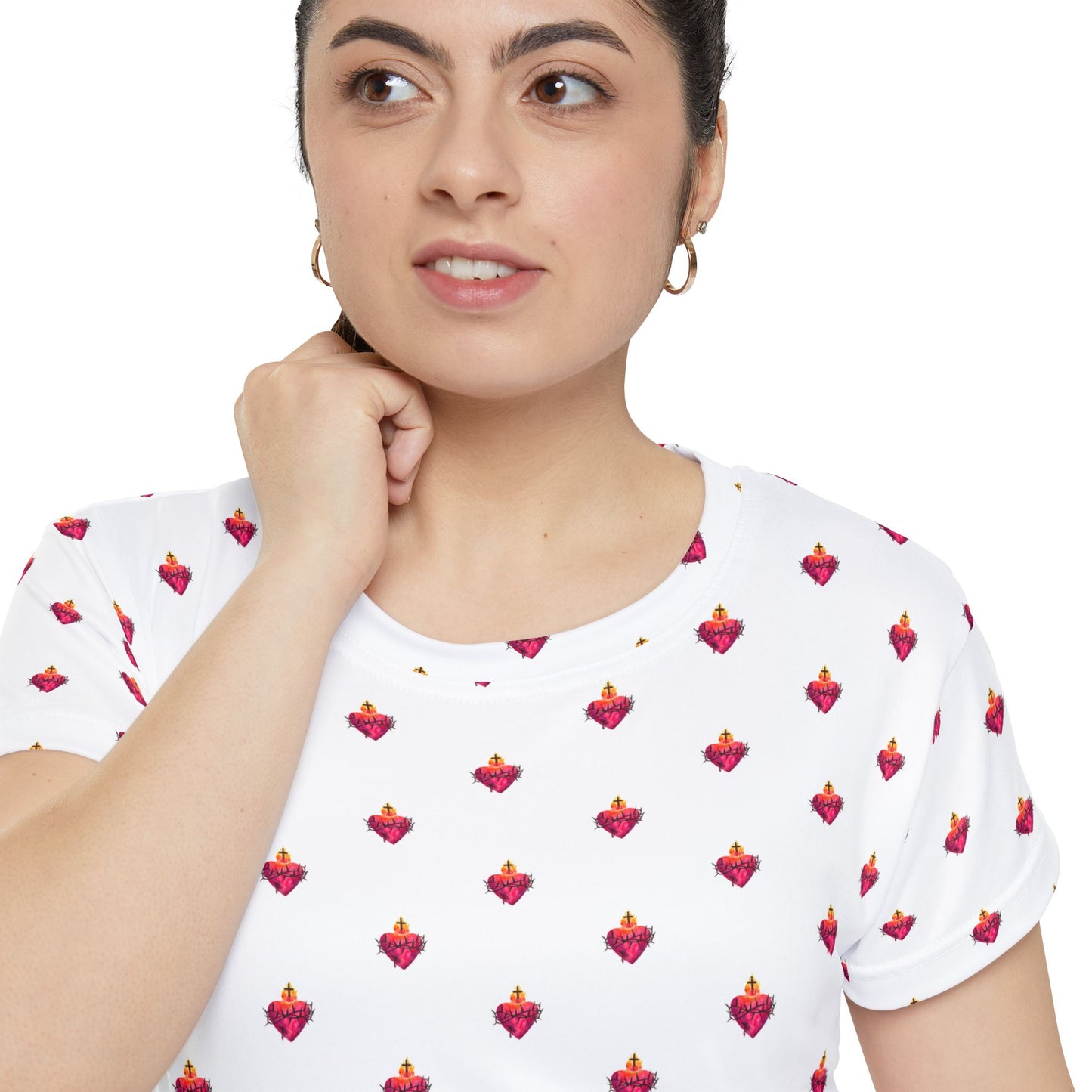 Sacred Heart Pattern - Women's Short Sleeve Shirt (AOP)