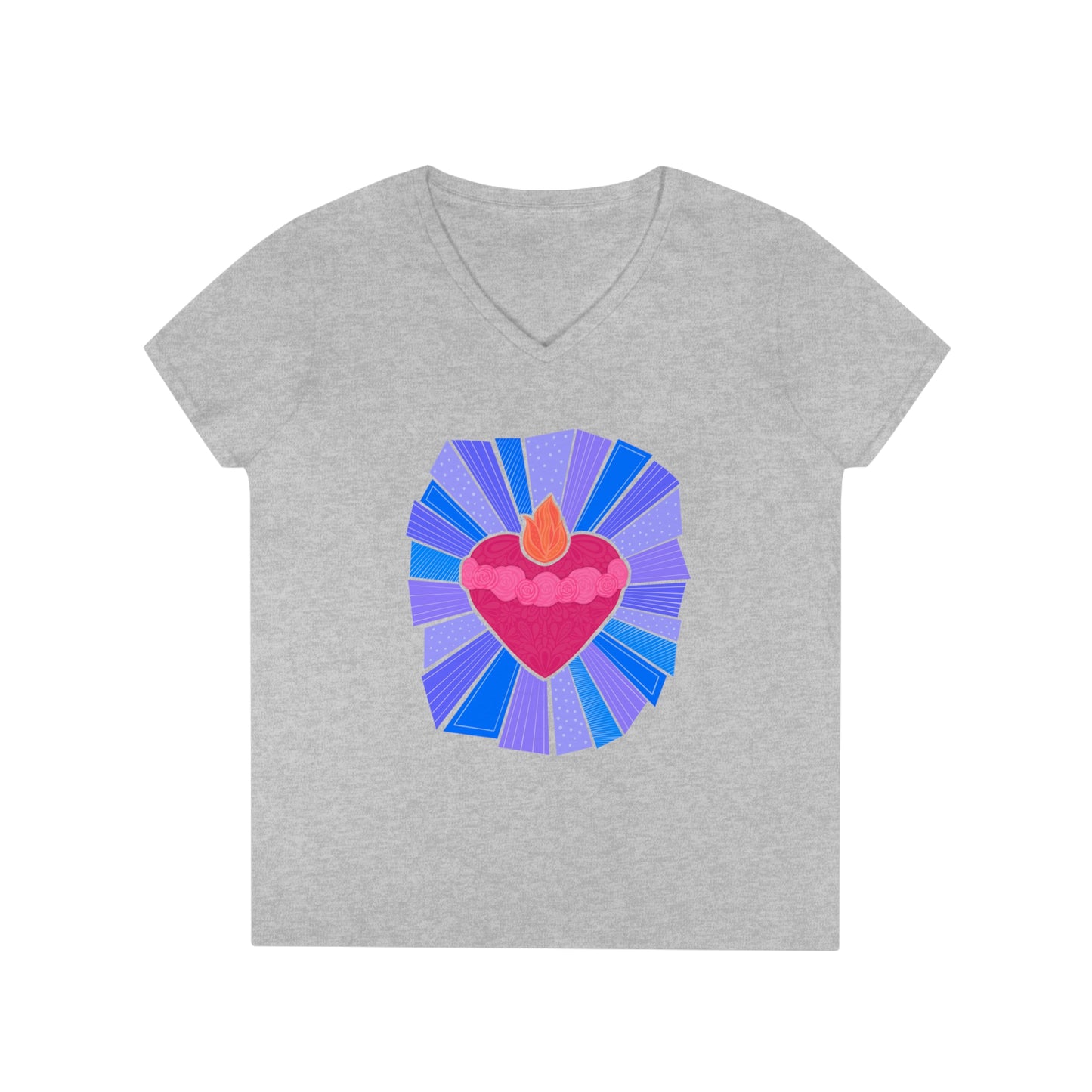 Immaculate Heart of Mary Starburst Ladies' V-Neck T-Shirt