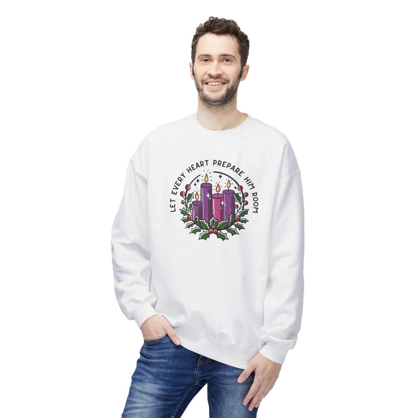 Let Every Heart Prepare Him Room Advent Fleece Crewneck Sweatshirt