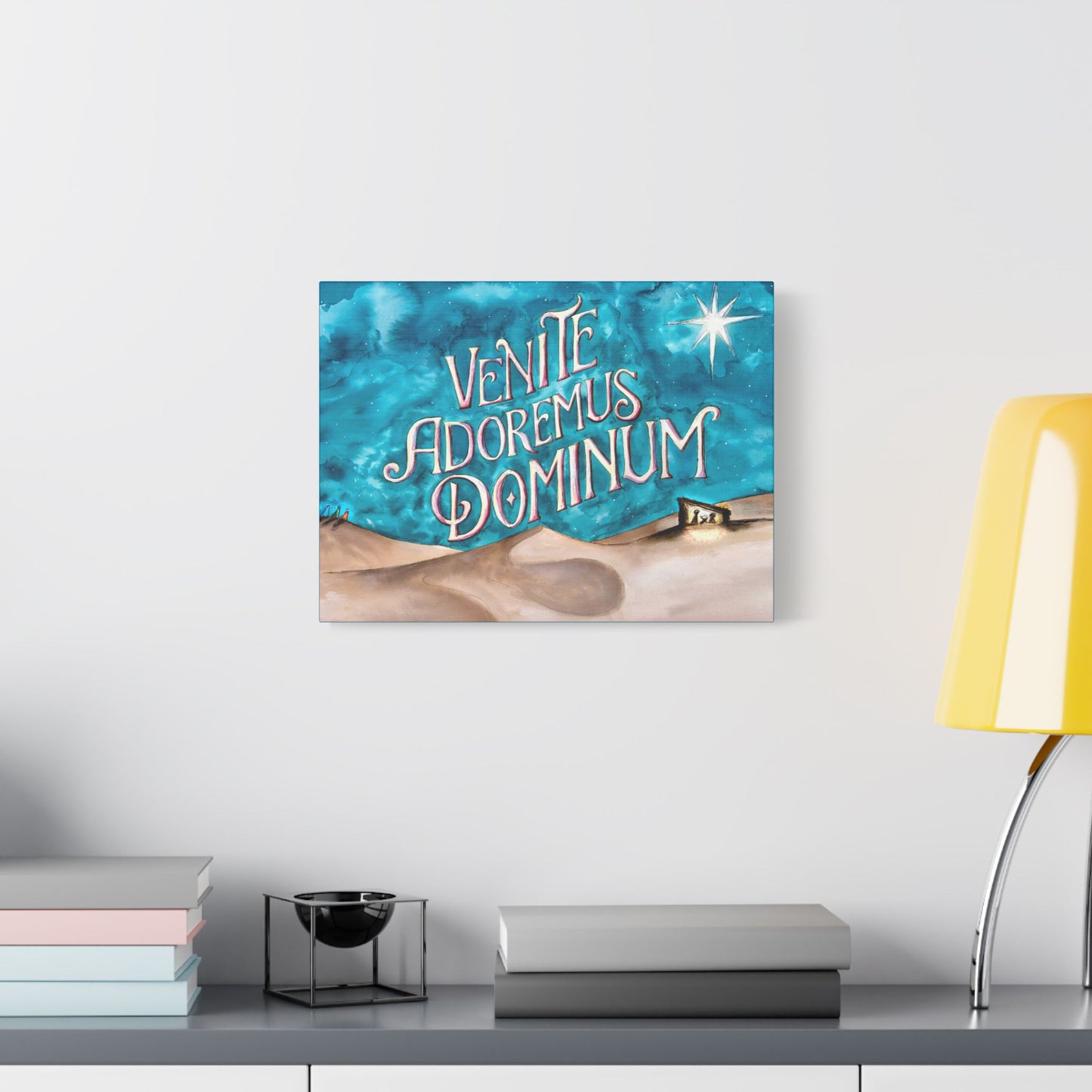 Satin Canvas Print - Three Kings Watercolor Painting Venite Adoremus Dominum