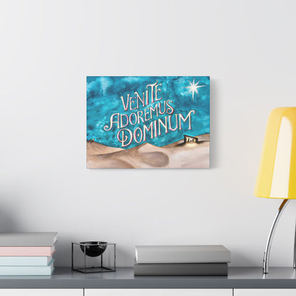 Satin Canvas Print - Three Kings Watercolor Painting Venite Adoremus Dominum