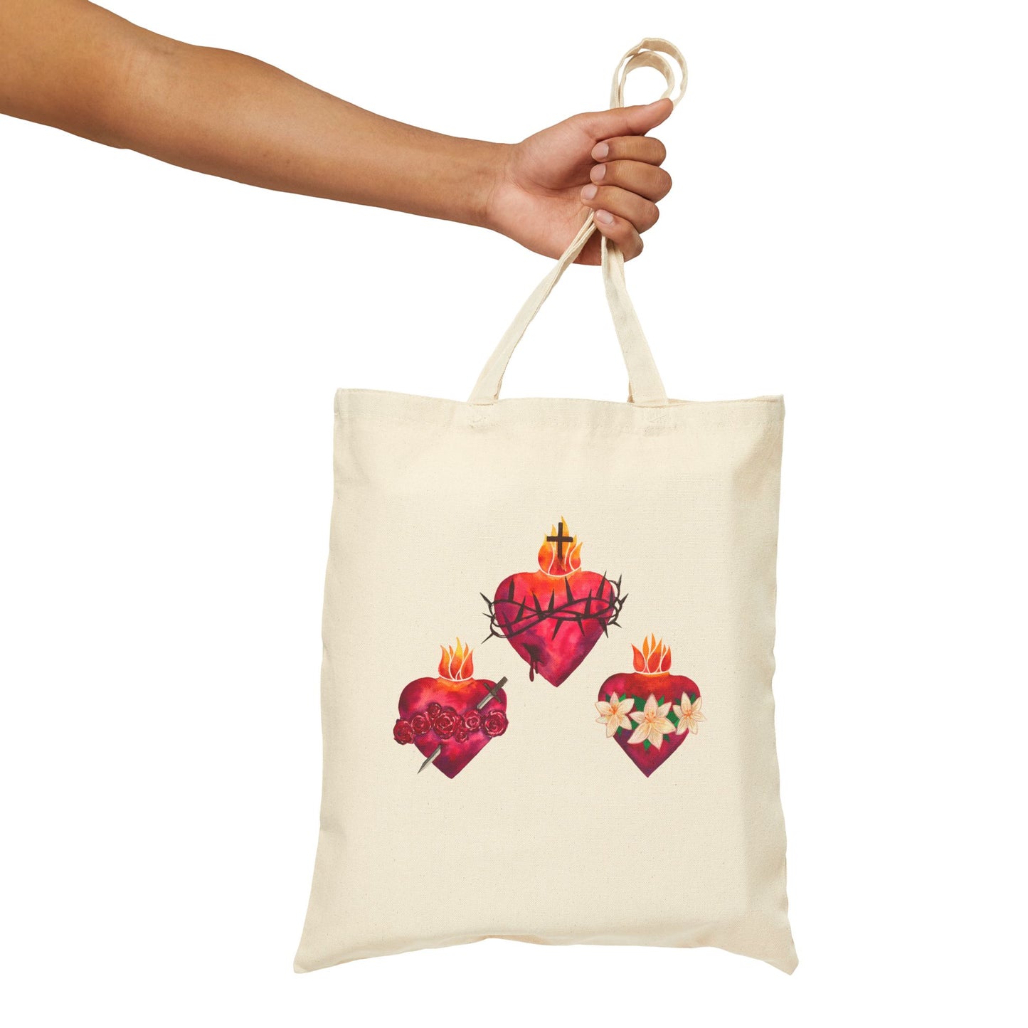 Hearts of the Holy Family - Cotton Canvas Tote Bag