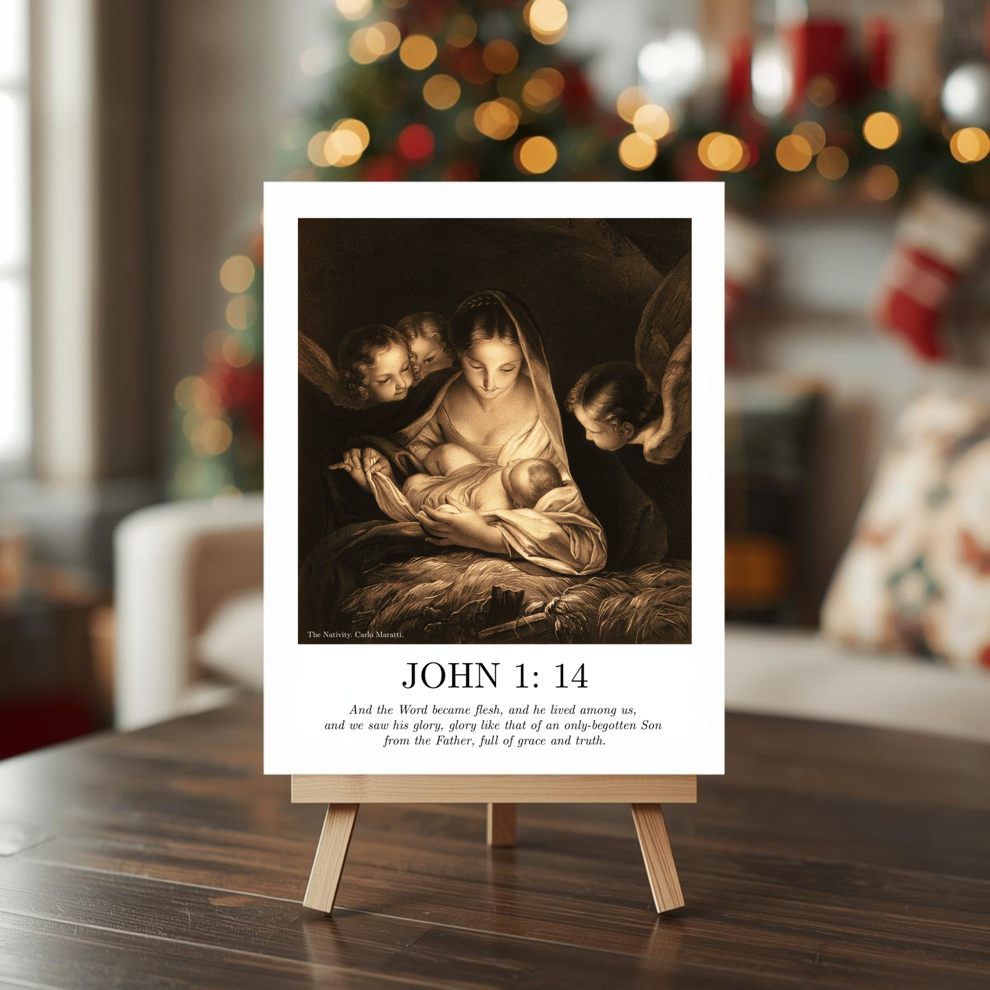 Vintage Christmas Print - John 1:14
