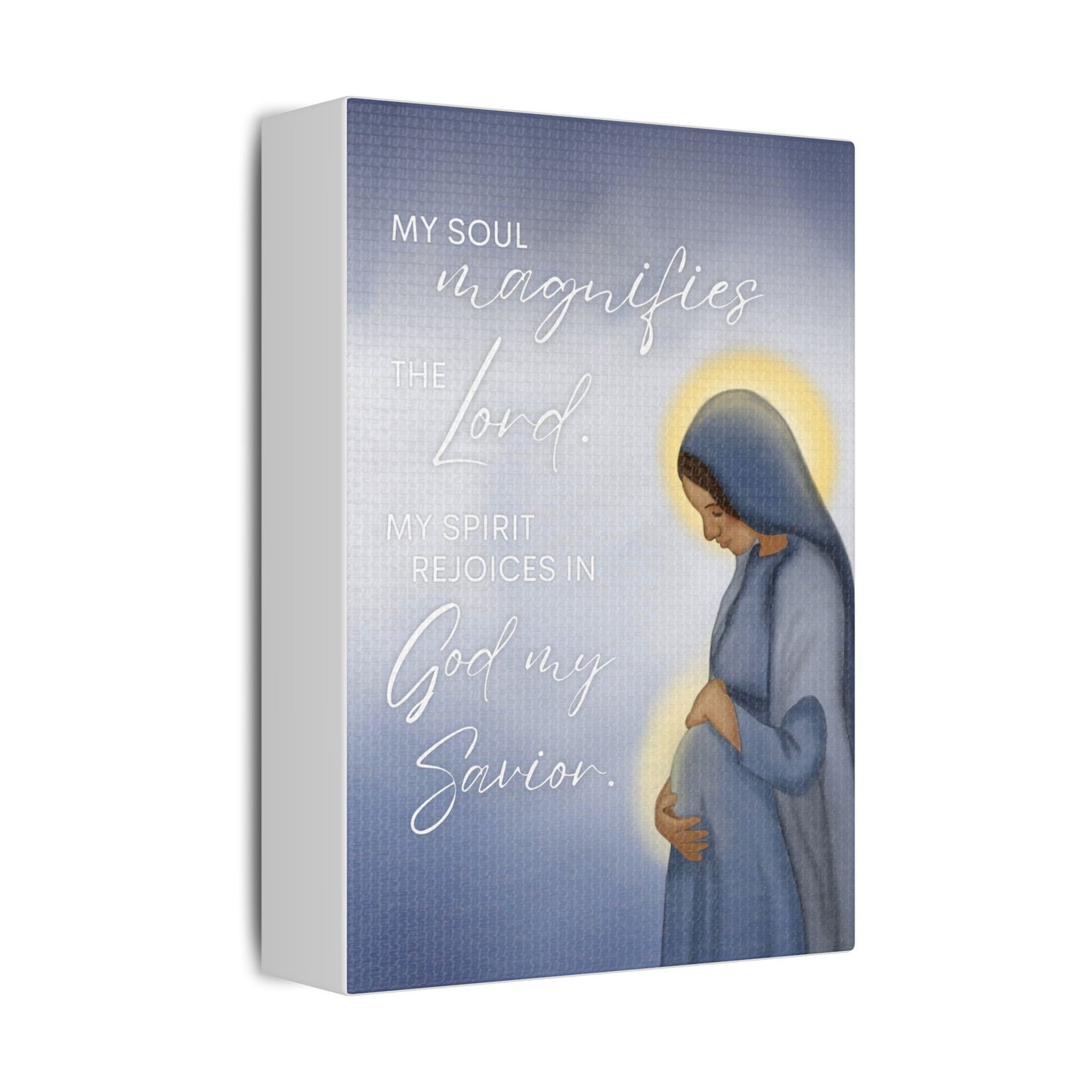 Satin Canvas Art — "My Soul Magnifies the Lord" Mary Maternity Print