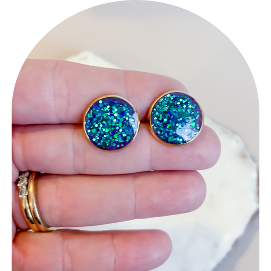 Purple/Blue Sparkly Stud (One Off)