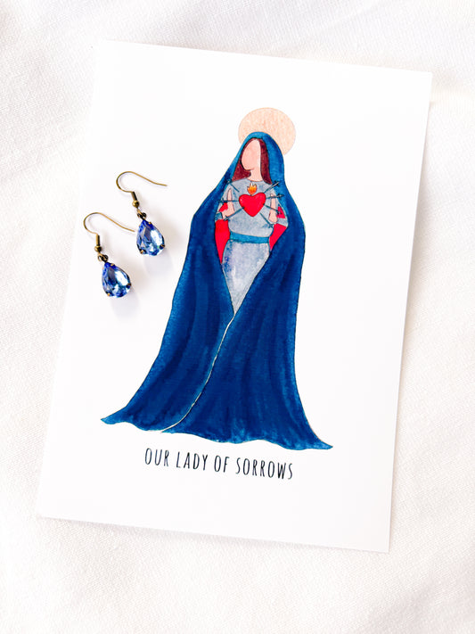 Our Lady of Sorrows Earrings and Print