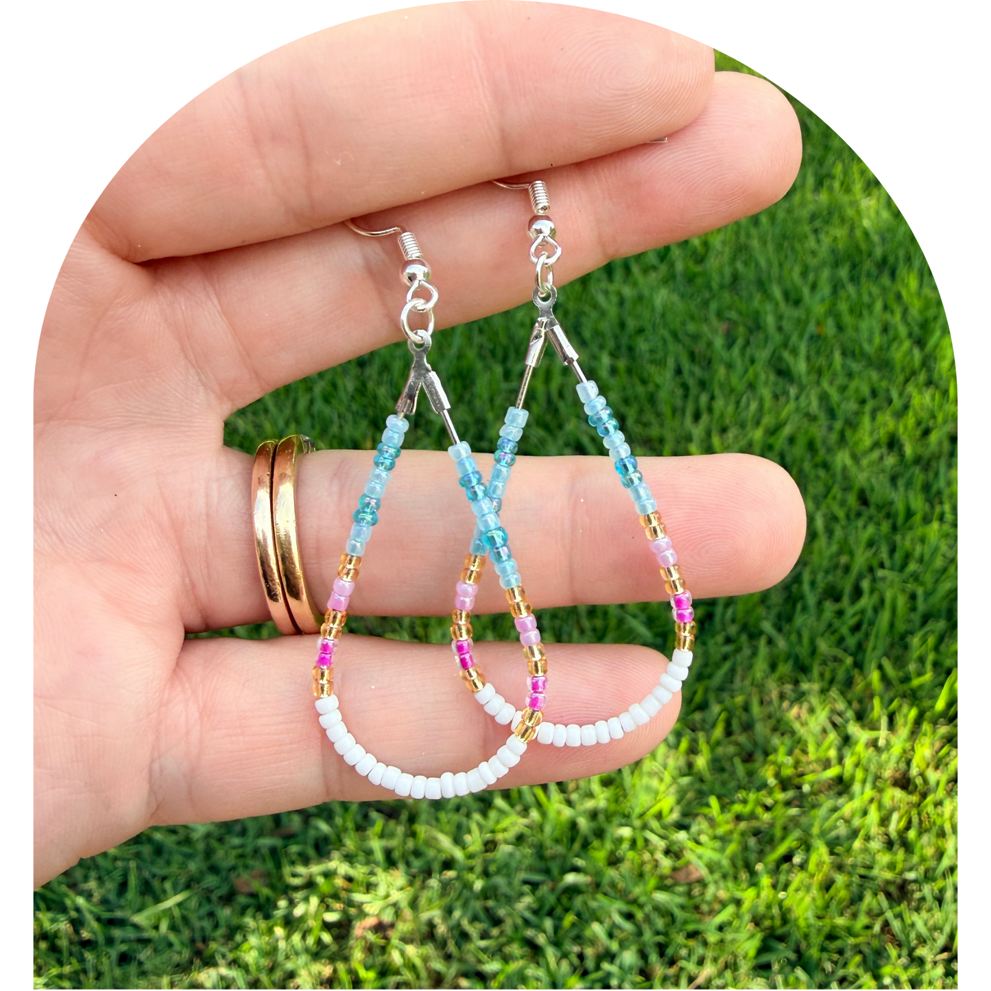 Assumption Beaded Teardrop Earrings