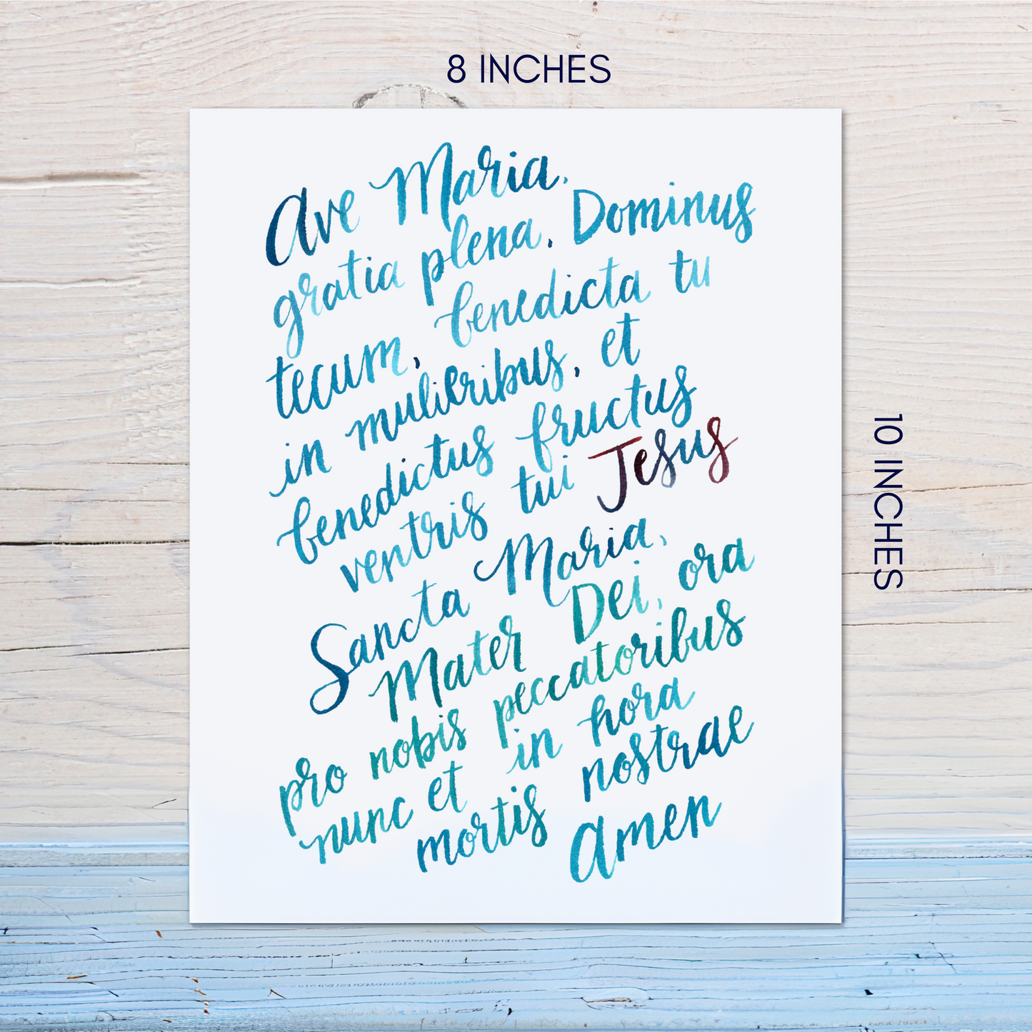 Ave Maria Watercolor Lettering Print