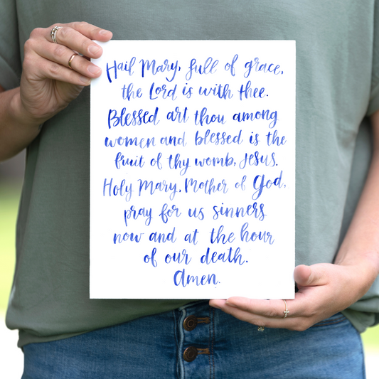 Hail Mary Watercolor Lettering Print