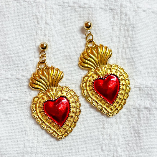 Earrings - Sacred Heart Large Dangle