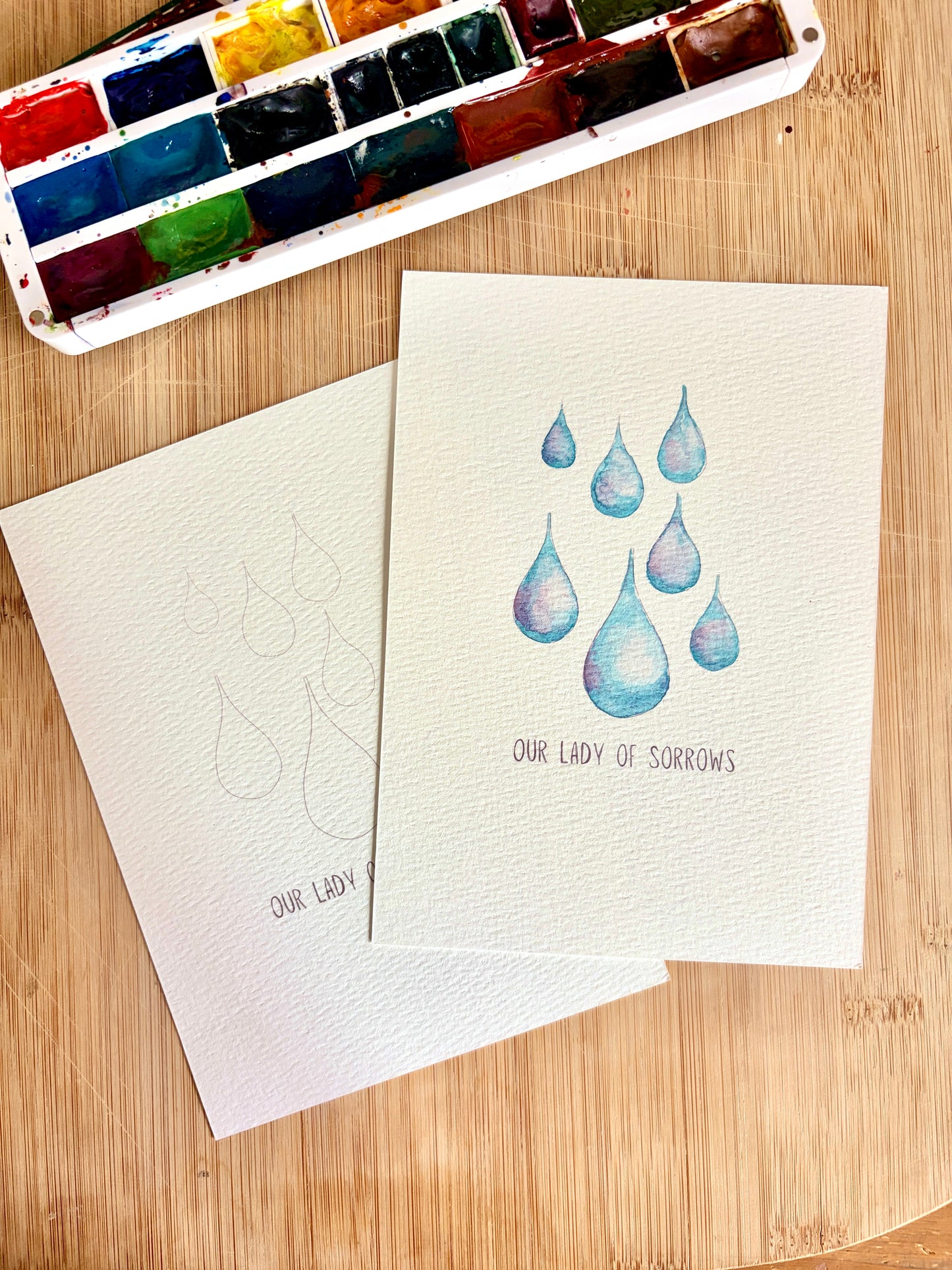Watercolor Outlines - September Marian Titles