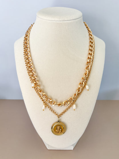 One of a Kind: Vintage Madonna and Child Layered Necklace