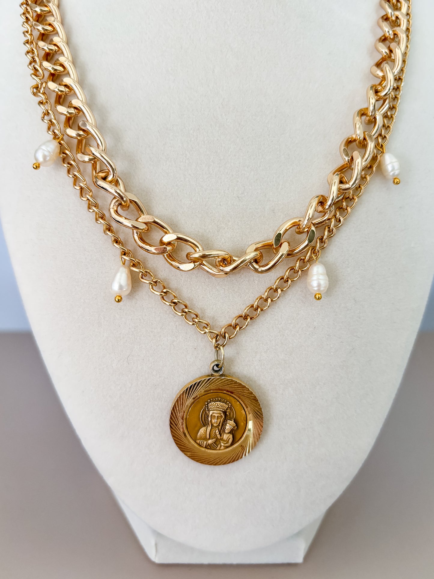 One of a Kind: Vintage Madonna and Child Layered Necklace