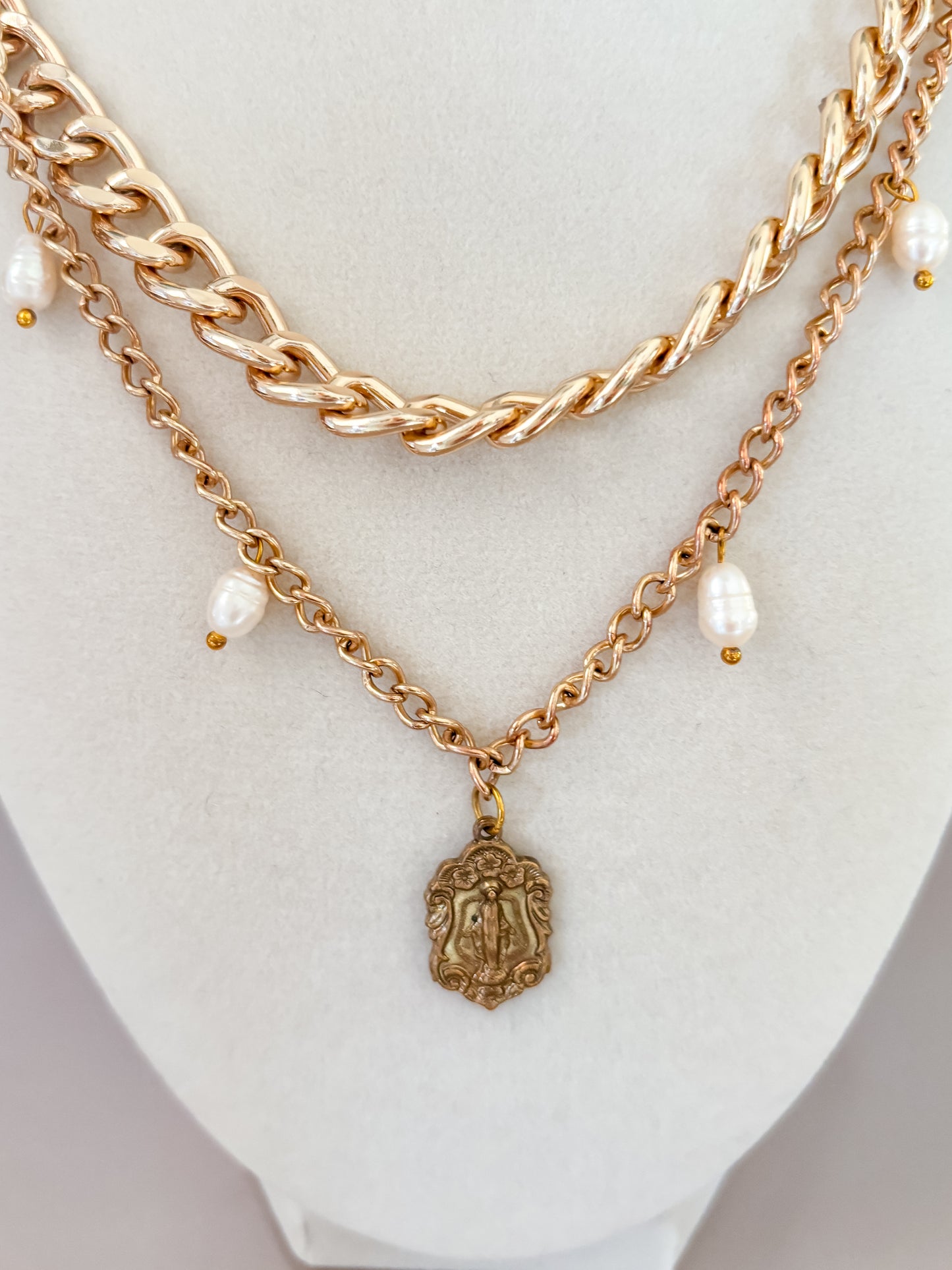 One of a Kind: Vintage Miraculous Medal Layered Necklace