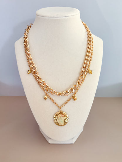 One of a Kind: Filligree Guadalupe Medal Layered Necklace