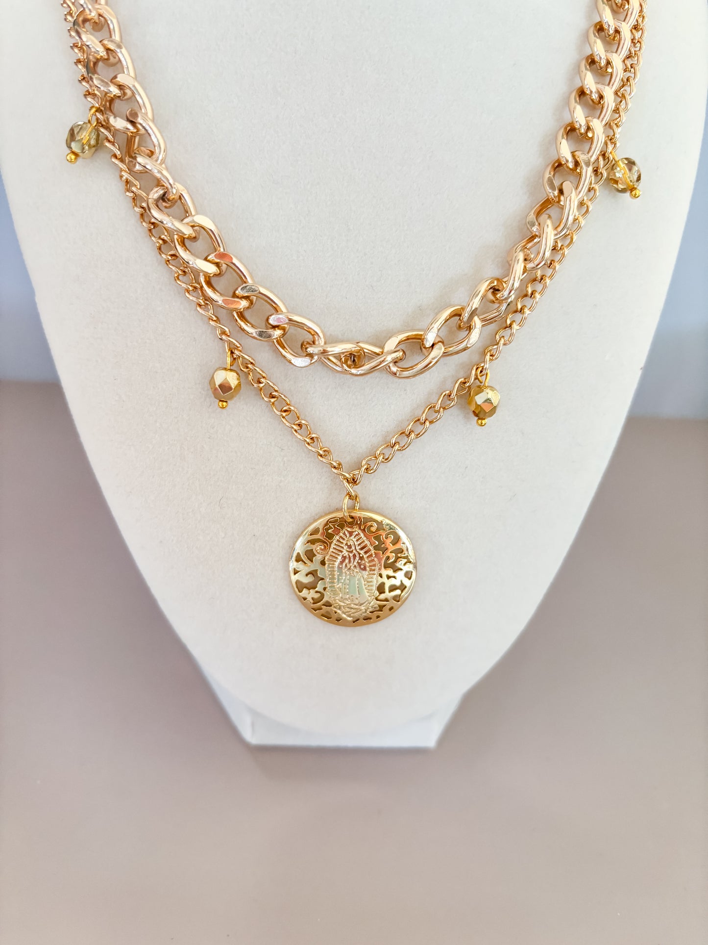 One of a Kind: Filligree Guadalupe Medal Layered Necklace