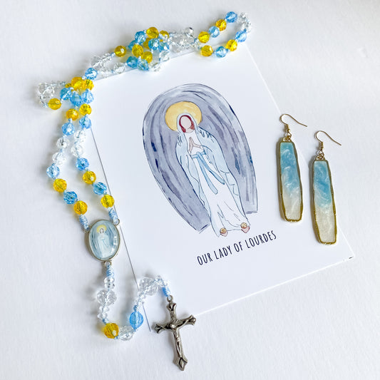Rosary and Gift Set - Our Lady of Lourdes