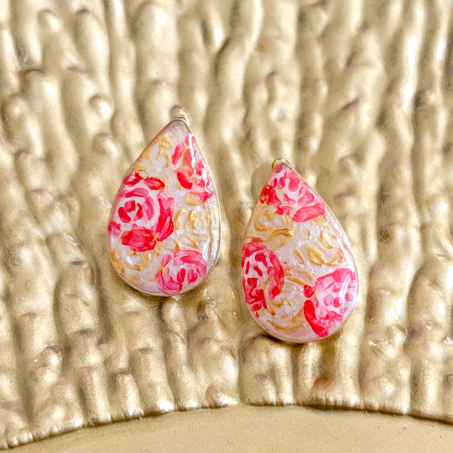 La Salette Teardrop Stud Earrings (Hand Painted)