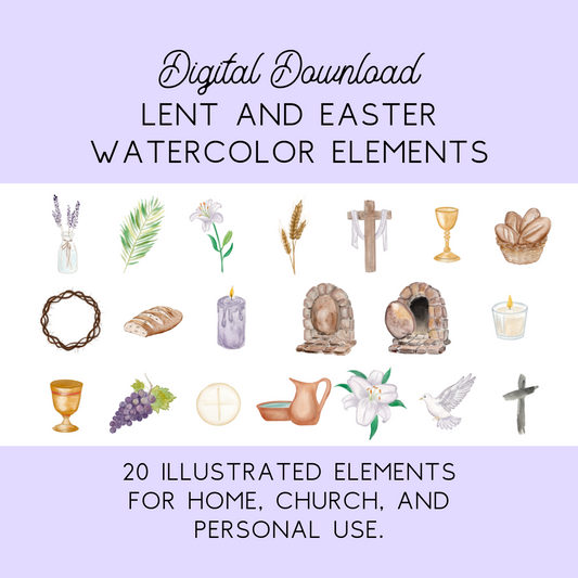 Lent and Easter Watercolor Elements
