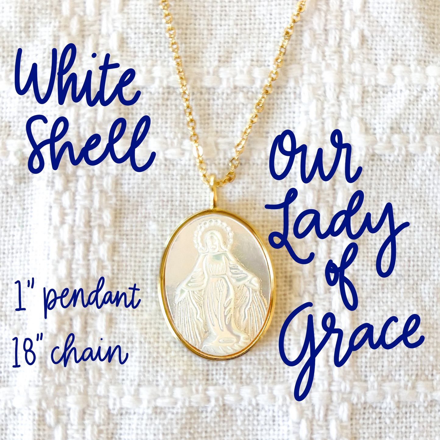 White Shell Miraculous Medal Pendant