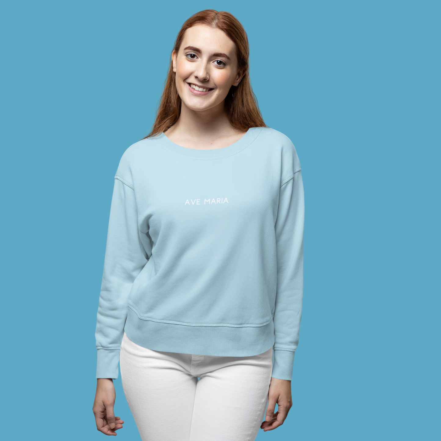 Ave Maria Minimalist Embroidered Sweatshirt