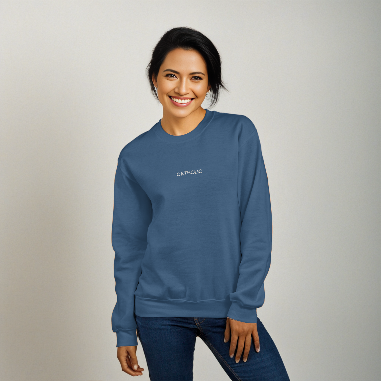 Catholic Minimalist Embroidered Sweatshirt