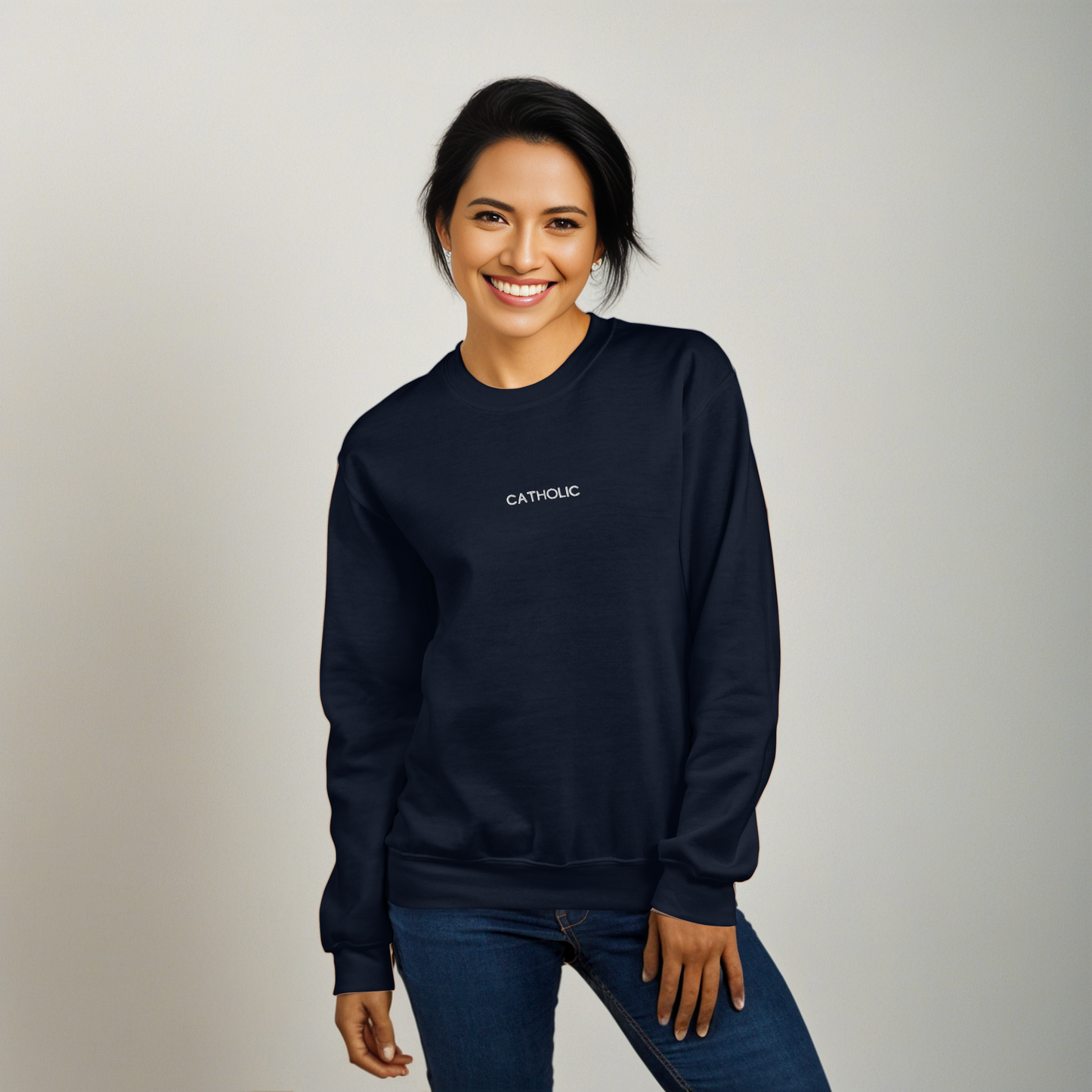 Catholic Minimalist Embroidered Sweatshirt