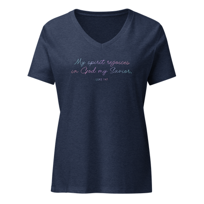 "My spirit rejoices" Women's V-neck Tee