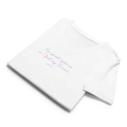 "My spirit rejoices" Women's V-neck Tee