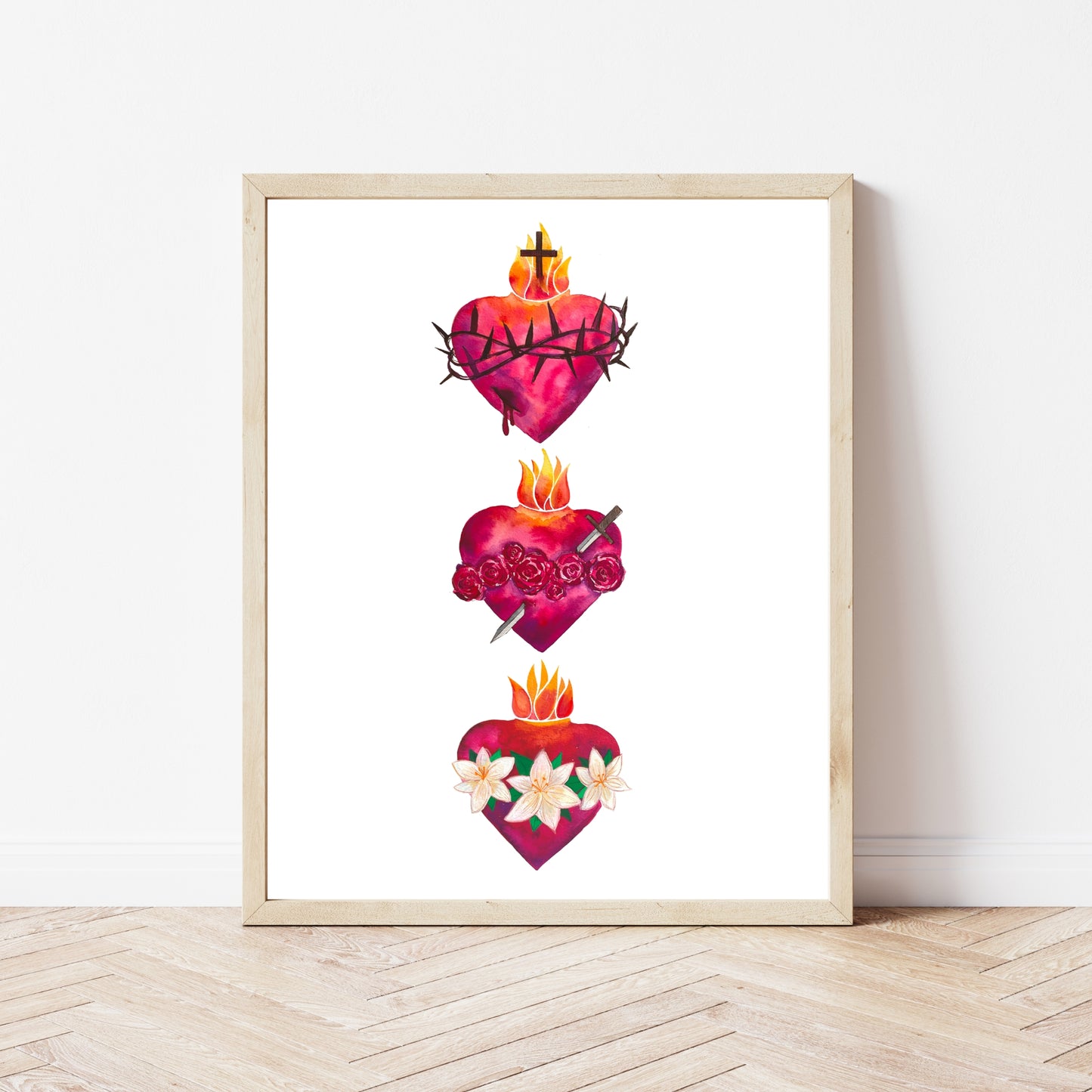 Holy Family Trio of Hearts Art Print