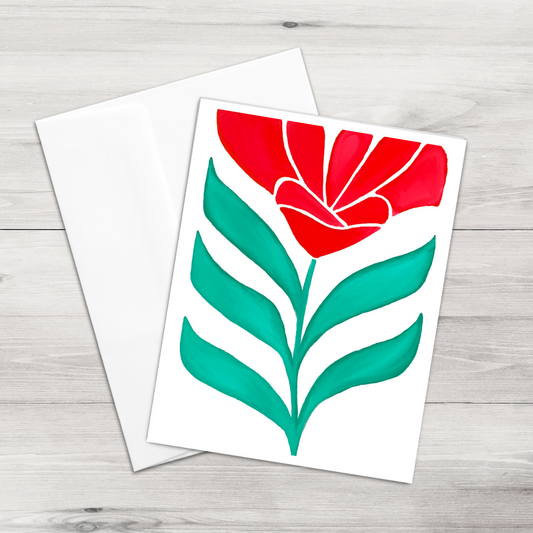Single Card - Bold Red Flower
