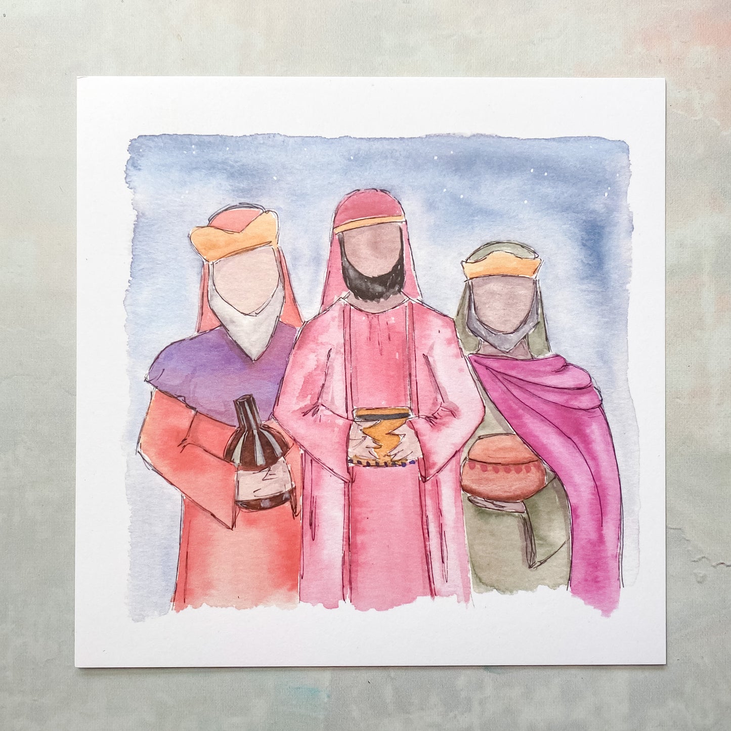 Watercolor Nativity Art Print Trio